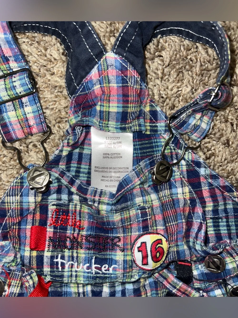 Y2K Retro OshKosh B'gosh Plaid and Denim Overalls Bundle Baby Boy 6/9m